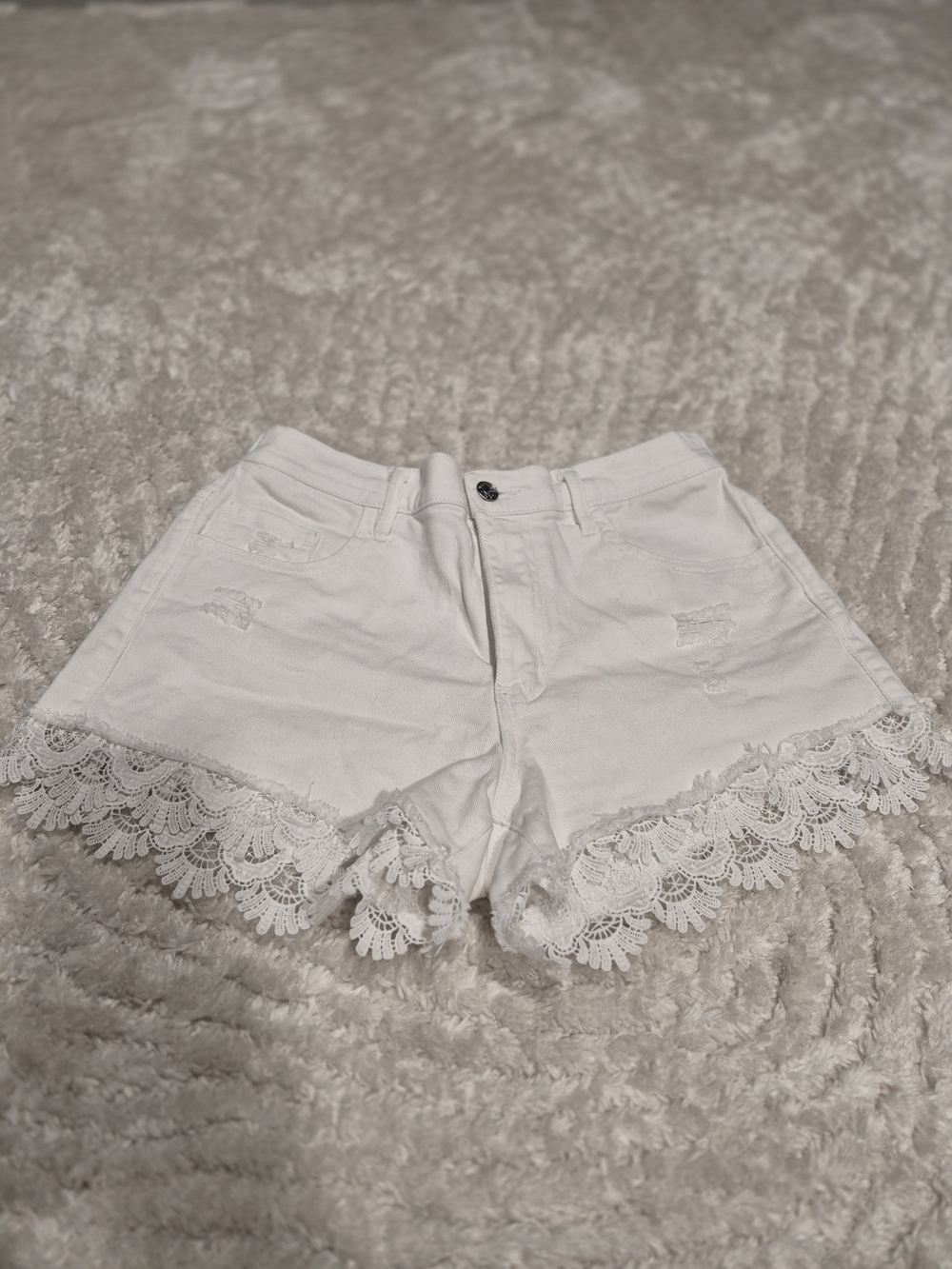White Lace Trim Women's Shorts